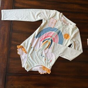 Oopsie Daisy - Mia Rainbow Zip Rash Guard Swimsuit Size 8